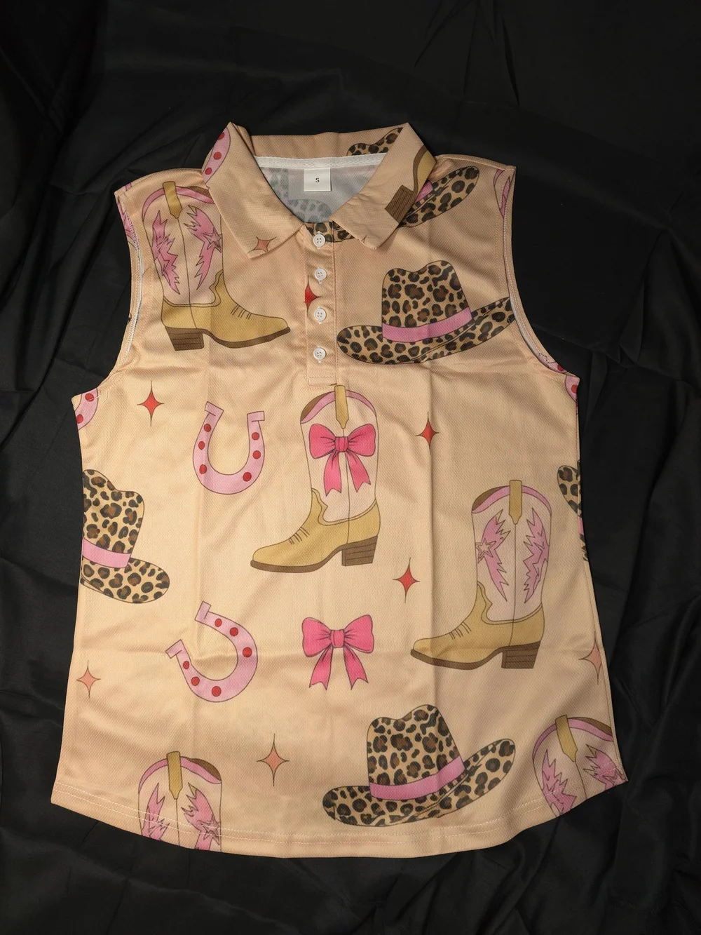 NEW! Retro Coquette Cowgirl Sleeveless Golf Tennis Pickleball Polo (SMALL)